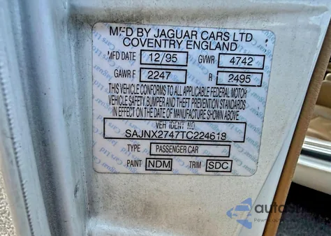 1996 Jaguar Xjs 2+2 z USA, uszkodzony, nr VIN SAJNX2747TC224618